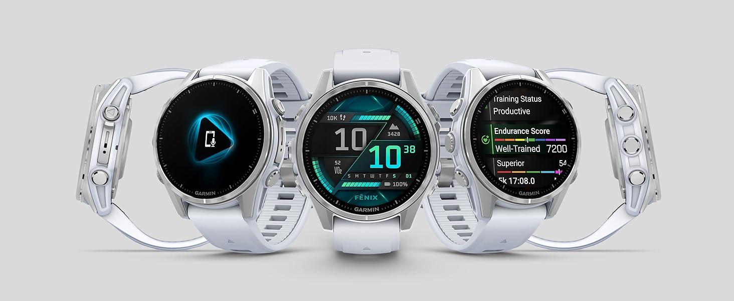 Garmin fēnix 8 43mm: Мультиспортивний смартгодинник з AMOLED-дисплеєм, до 10 днів роботи, 80+ спортивних функцій, топографічні карти, EKG, телефон, музика, ліхтарик