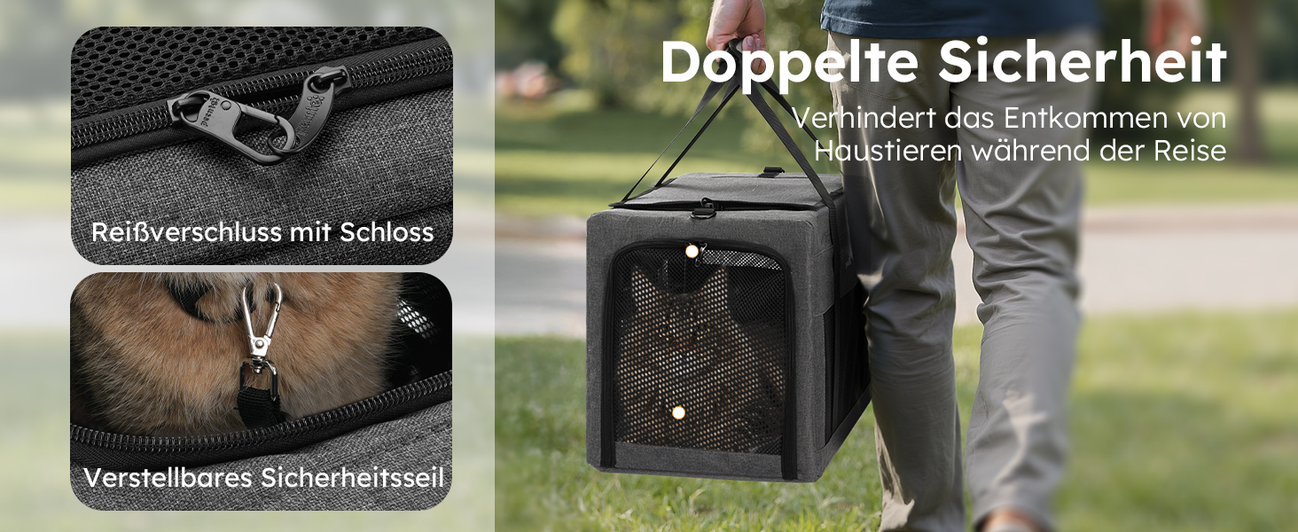 Транспортна сумка для котів Pecute Katzentasche - переноска для котів та маленьких собак, 47 x 33 x 30 см, сіра