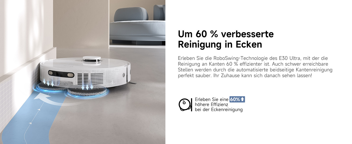 Робот-пилосос Mova E30 Ultra з функцією миття, автоматичним спустошенням, потужністю 19000 Па, MaxiReach-мопом, антизаплутувальною щіткою та вбудованим баком 80 мл. Автономна станція для 75 днів прибирання