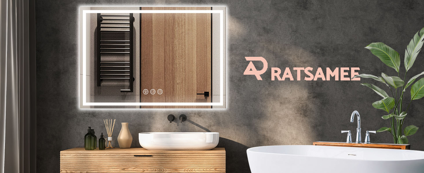 Дзеркало для ванної кімнати 50x70 см з LED-підсвічуванням, антизапарювання, диммування, 3 кольори світла