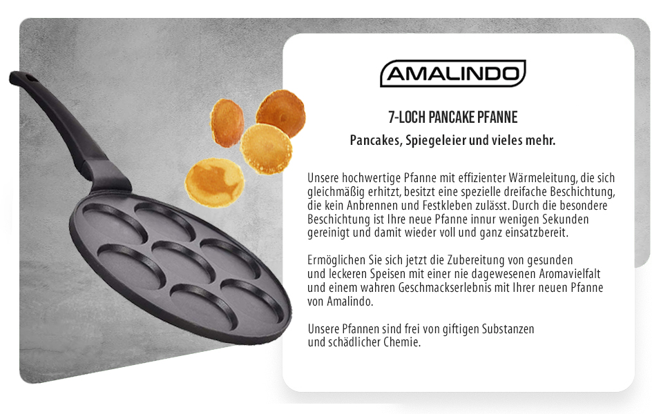 Amalindo Pancake Pan Induction, 4 Holes, Pancake Mold, Fried Egg Pan, Pancake Maker, Poffertjes Maker, Non-Stick Pan, Egg Pan, Fried Egg Pan, Pancake Pan, Ø26cm (7 Hole Black)