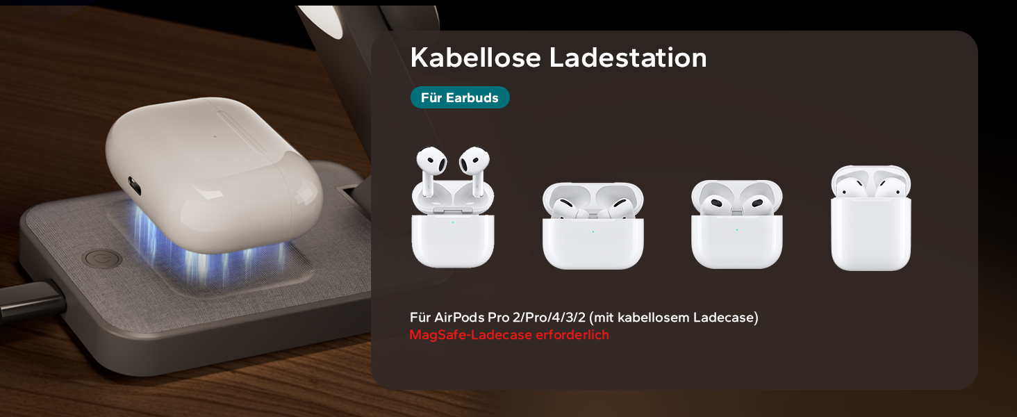 Зарядна станція MagSafe 3-в-1 для Apple Watch та iPhone. Біла (глибокий сірий). Підтримка iPhone 17, 16, 15, 14, 13, 12 Pro Max