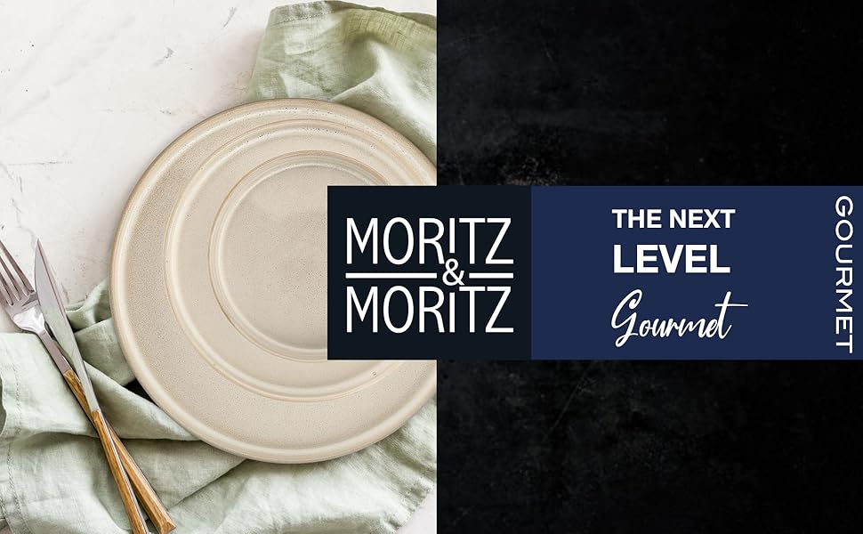 Moritz & Moritz Castello 20-Piece Dinnerware Set - Beige Stoneware Dinner Set for 4 - Includes Dinner Plates, Dessert Plates, Soup Plates, Bowls, and Cups