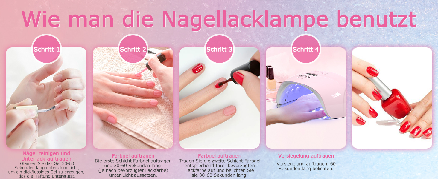 LED UV лампа для нігтів NAILGIRLS 150W з таймером, датчиком та LCD дисплеєм. Підходить для гель-лаку, пальців та нігтів. Рожевий колір.