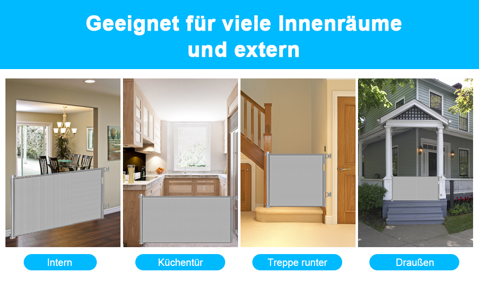 Expandable Baby Gate with Lock - 150cm Wide, 83cm High - Pet & Baby Safety Barrier