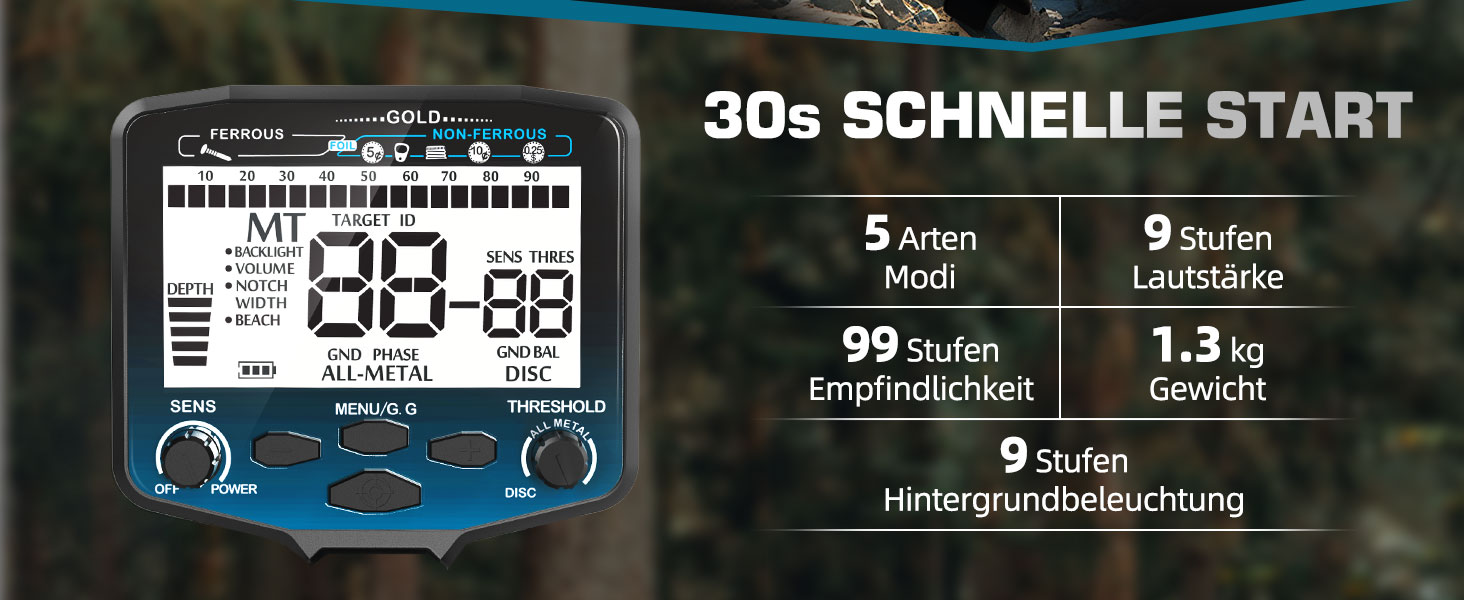 Металодетектор DR.ÖTEK Profi Set: високоточний, з балансуванням ґрунту, 5 режимів, вологостійка котушка 12'', для пошуку золота та монет, з аксесуарами, червоний (MT12-Set Blau)