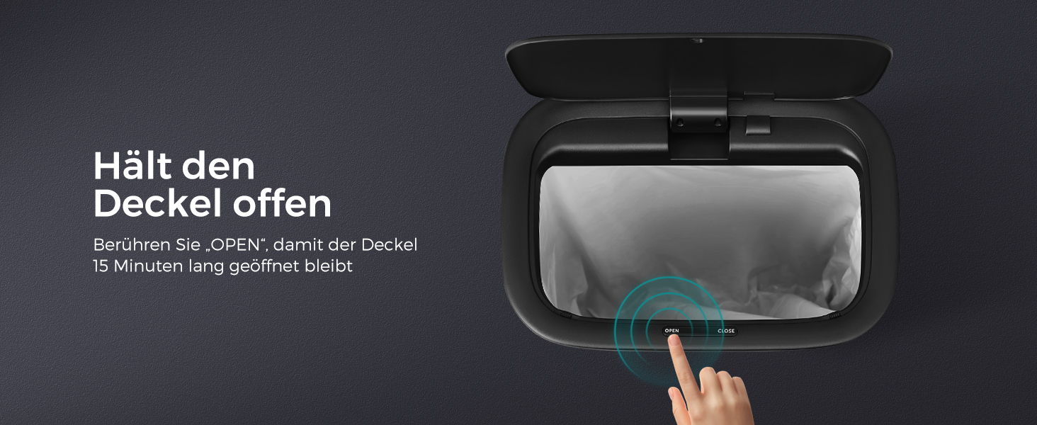 Відро для сміття SONGMICS з датчиком 50л, з м'яким закриттям, з нержавіючої сталі, з кільцем для пакетів, срібне (LTB610E50)