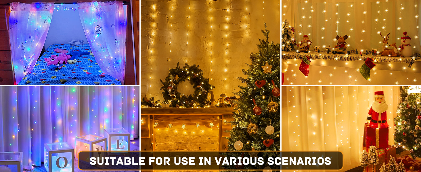 Ляптова гірлянда 2x2м з 200 LED, USB, тепле біле світло для декору стін, кімнати, вечірки, весілля, Рамадан, Різдва