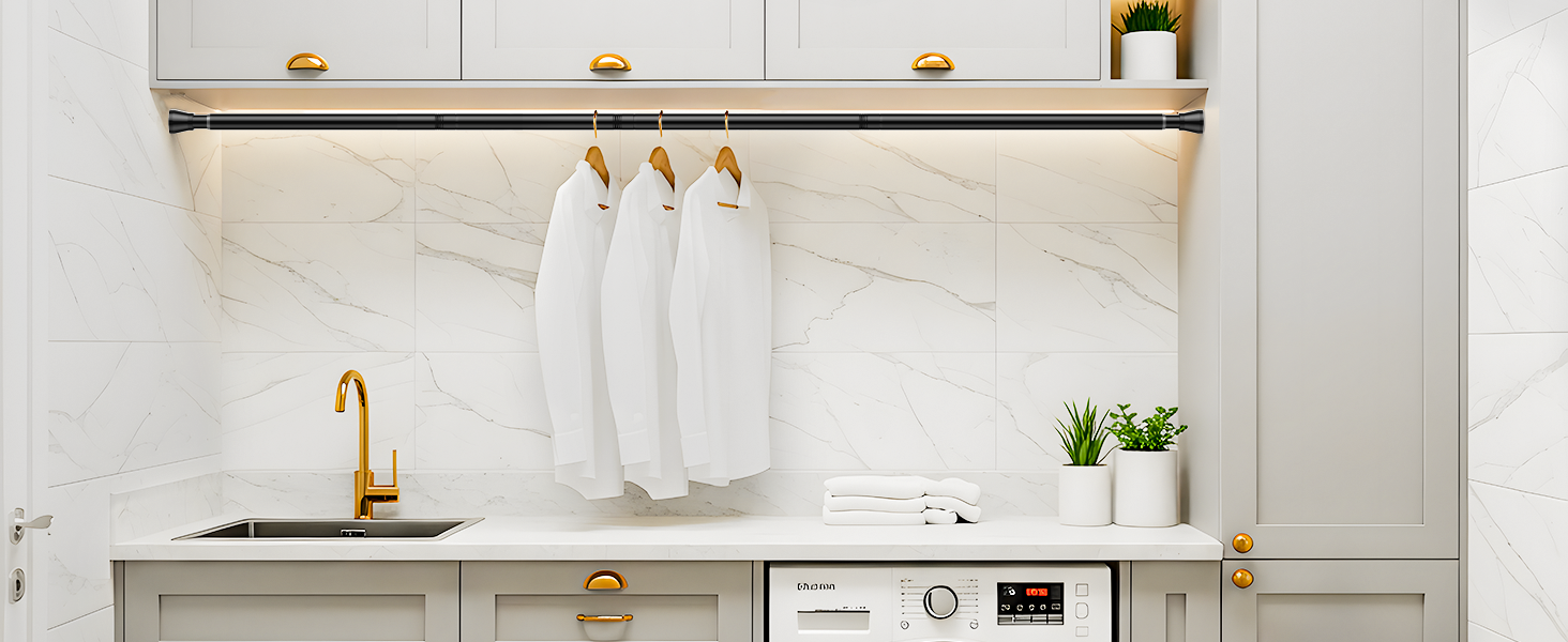 Штанга для штор без свердління 113-196 см, телескопічна, для ванної, вікна, кухні, шафи, біла (1 шт.)