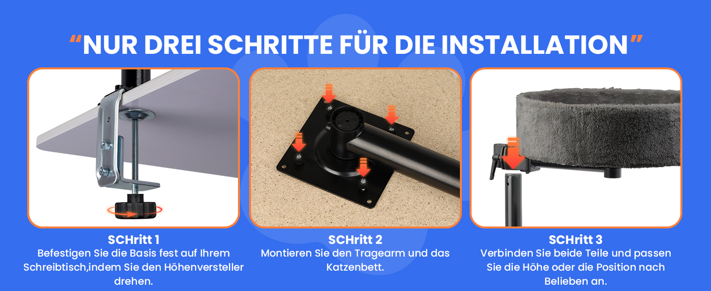 BSWAY Крісло-гніздо для кота на стіл - Покращений 360° оберт, регульована висота, без свердління. Підвищене котяче ліжко над столом. Тримає кошеня/кота близько, робочий простір чистий. Крісло-ліжко для кота на стіл, темно-сірий колір, XL розмір