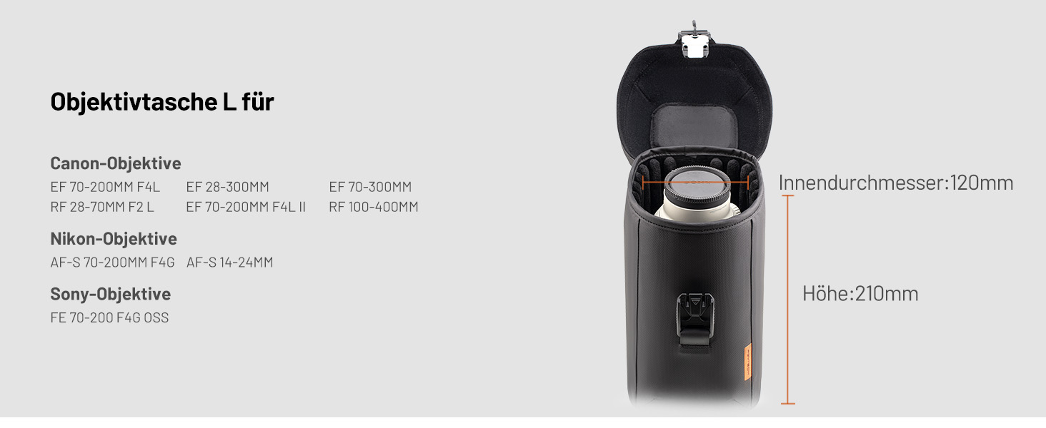 Сумка для фотокамери PGYTECH Linsentasche: захисний кейс для об'єктивів DSLR Sony/Canon/Nikon