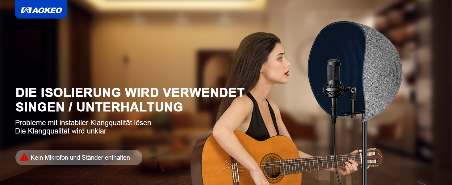 Акустичний ізоляційний екран для мікрофона AOKEO, поп-фільтр та звукопоглинаючий щит, регульований