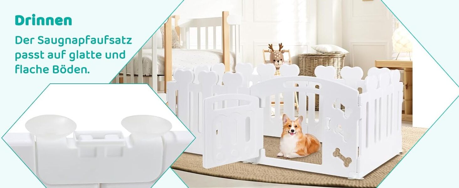 Laufstall для цуценят Mamizо 60 см, пластиковий загон для собак, з торцем та ґрунтами, сірий-білий (5+1)