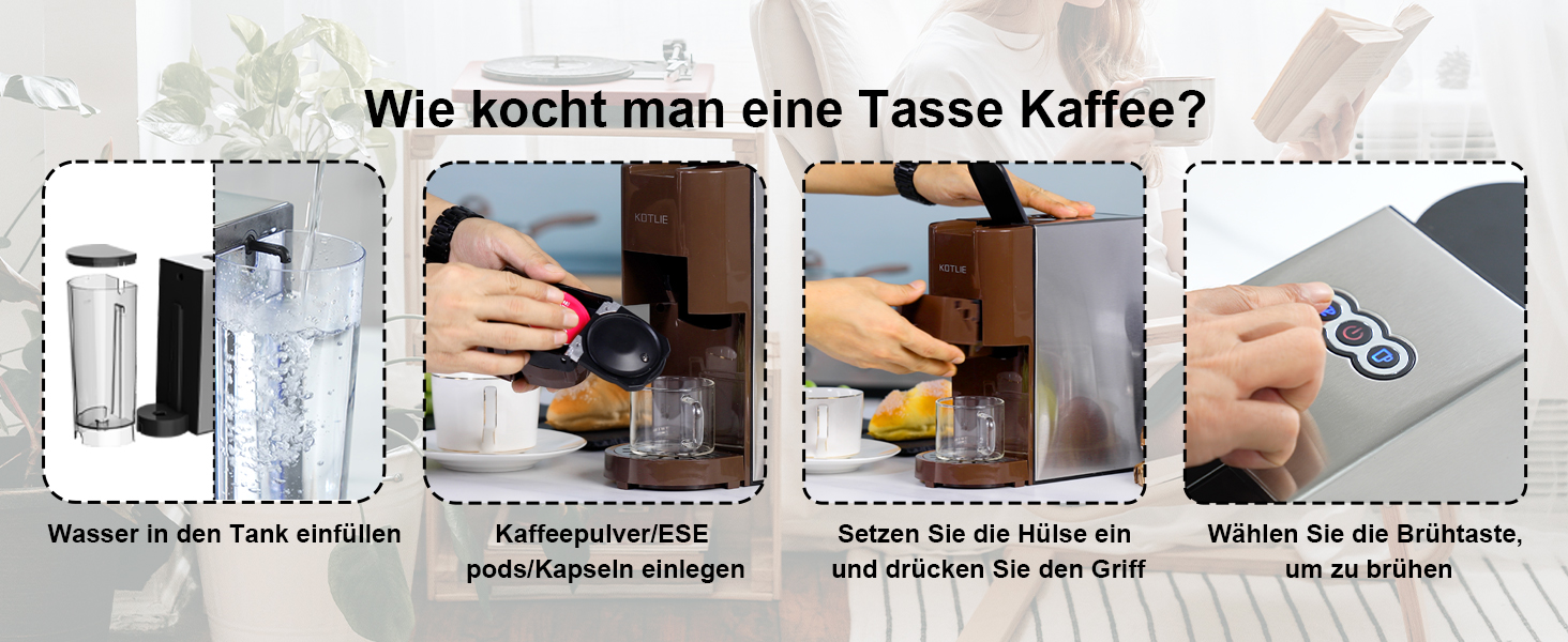Кавомашина KOTLIE AC-513K 4-в-1 для NES, DG, ESE Pads, 19 Bar, 1450W, 800 мл (Braun)
