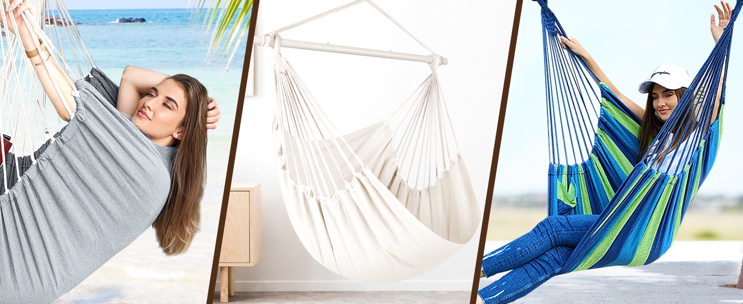 Підвісне крісло-гойдалка Chihee для саду, тераси, дому. Бавовняна гамака 130x100 см, темно-сіра. Комфорт та довговічність.