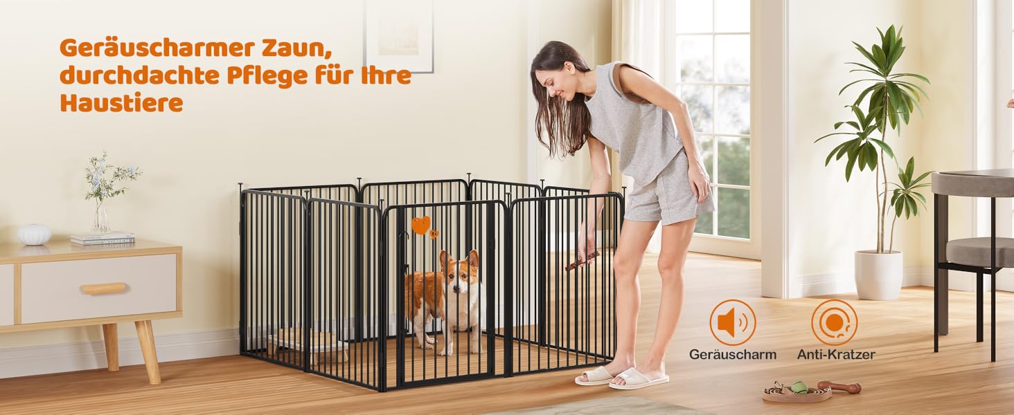 Вольєр для цуценят Yaheetech 8-секційний, 80 см, з замком, захист від подряпин, міцні металеві прути, для дому та саду