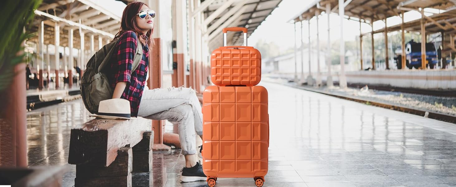 Валіза KONO середнього розміру на 4 колесах, 62x43x26 см, з TSA замком, ABS, помаранчевий