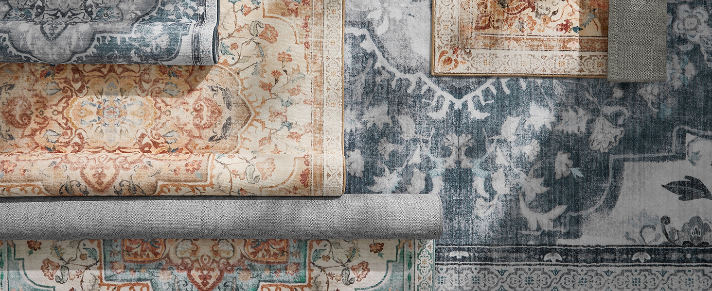 Килимок SONGMICS HOME Vintage, 120x170 см, для вітальні, спальні, кухні, коридору, їдальні, миючий, з антиковзаючим покриттям, TAR032G01 (Cappuccinobeige, 200B x 290L см)