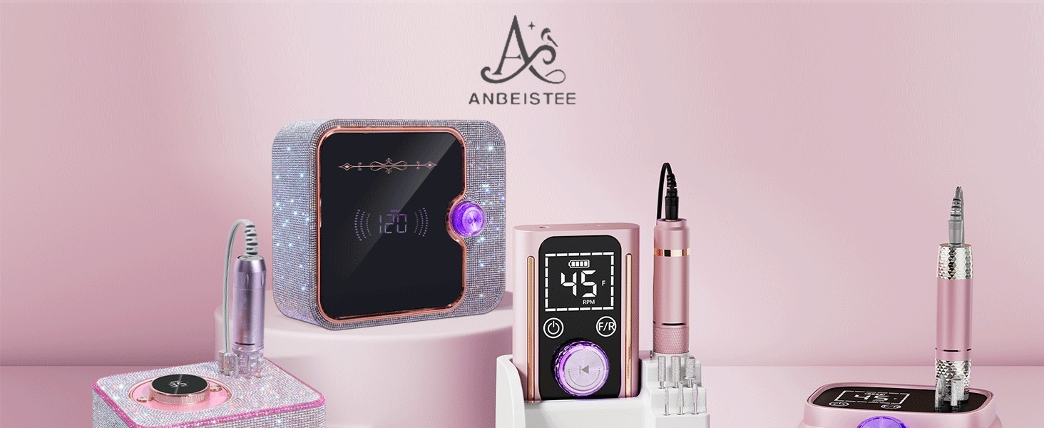 Професійна електрична машинка для манікюру та педикюру 45000 RPM, рожева, з алмазним фрезером, для салонного та домашнього використання