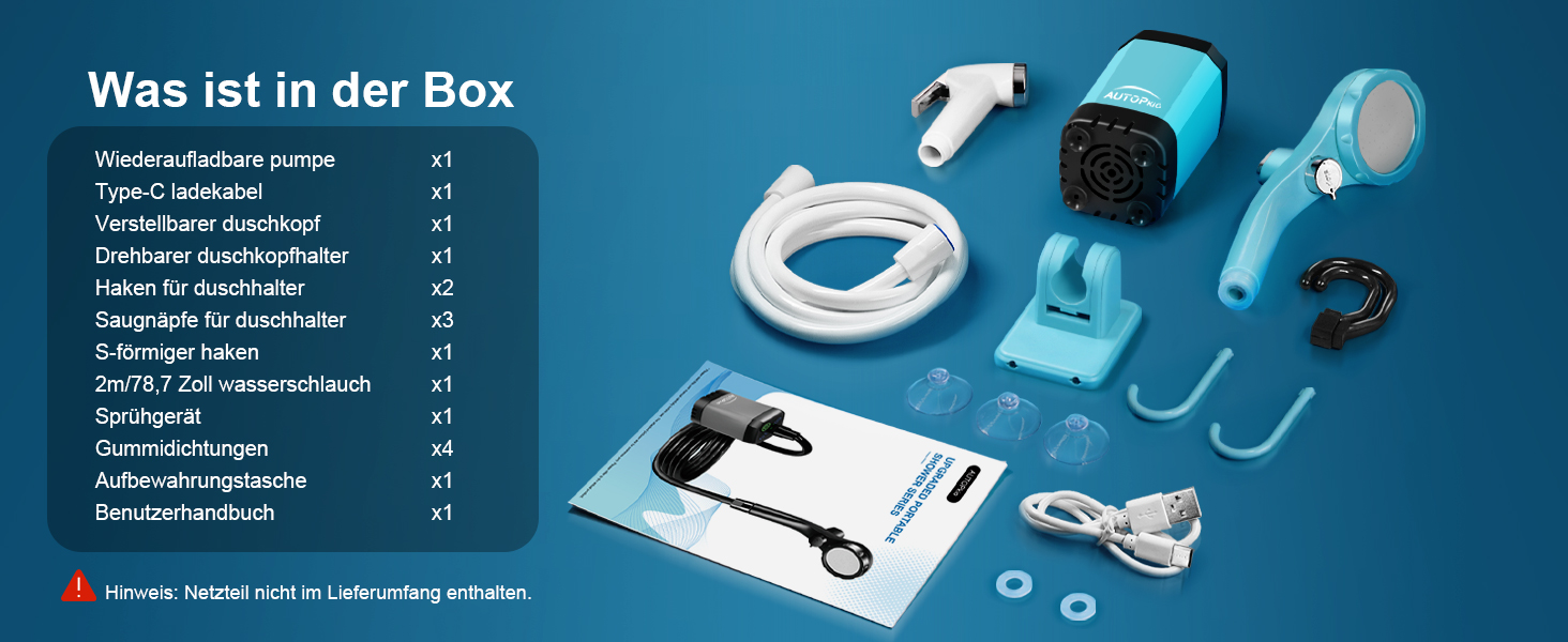 Портативна душова кабіна для кемпінгу AUTOPkio з акумулятором 4500mAh, водонепроникна IPX7, з дисплеєм, для відпочинку на природі, подорожей, миття автомобіля та тварин (блакитна)