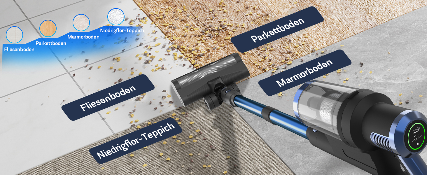 Бездротовий пилосос Nigecue 550W з акумулятором, 45000Pa, 60 хвилин роботи, Smart-дисплеєм, антизаплутувальною щіткою та контейнером 1.5L. Ідеально підходить для твердих підлог, килимів та видалення шерсті тварин.