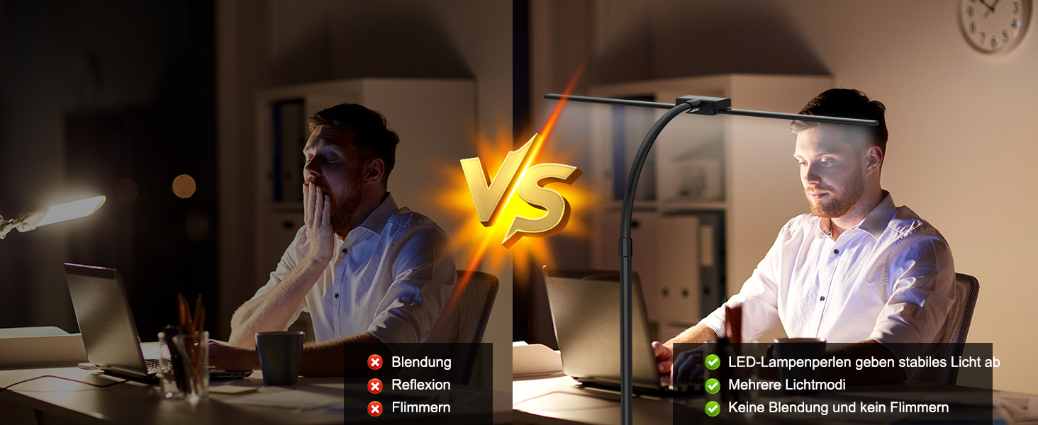 Світлодіодна лампа VUENICEE для столу з регулюванням яскравості та пультом дистанційного керування, 20W, кріплення-прищіпка, офісна лампа, 5 режимів кольору та яскравості, гнусий