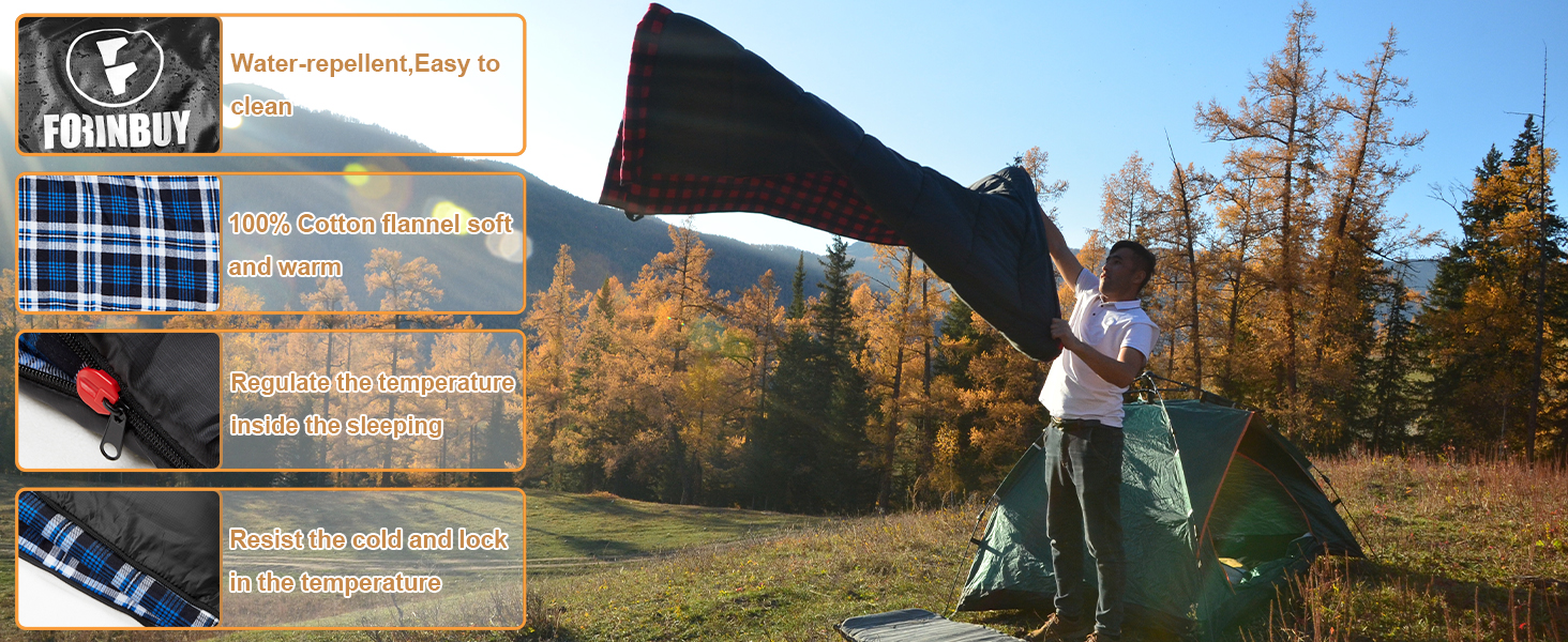 Спальний мішок фланелевий теплий 3-4 сезони XXL з бавовняним підкладкою для дорослих Outdoor для риболовлі, кемпінгу, походів, легкий для дому та вулиці, блакитний, 2lbs наповнювач