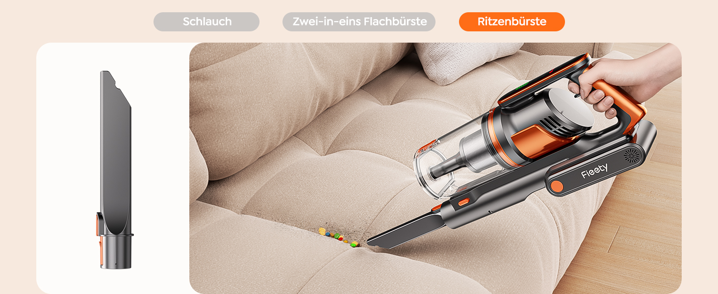 Бездротовий пилосос Fieety з акумулятором, 600W, 50kPa, 65 хв роботи, док-станція на стіні, ароматерапія, автоматичний режим, сенсорний дисплей, висувний шланг 1 м для твердих поверхонь, килимів, шерсті тварин та авто