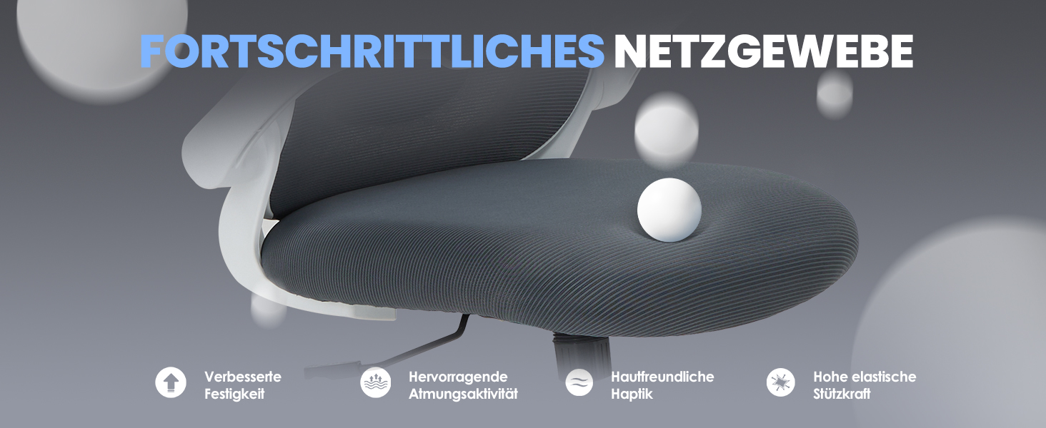 Офісне крісло Colamy з ергономічною підтримкою спини, регульованою підголівником та поперековою підтримкою, сітчасте, сірого кольору