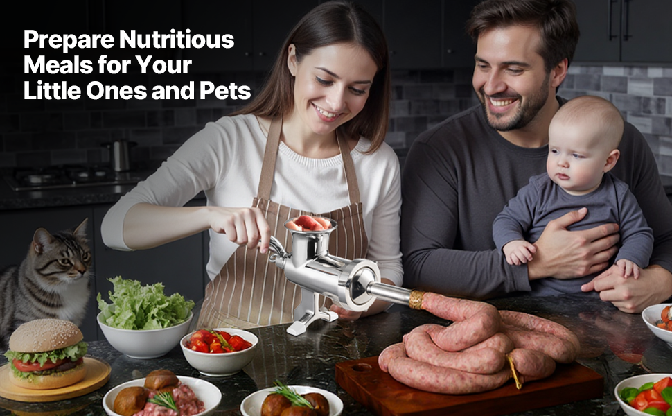 М'ясорубка ручна VEVOR з нержавіючої сталі, з присоскою та насадками для ковбас, для дому, кухні, ресторану, м'ясного магазину #10