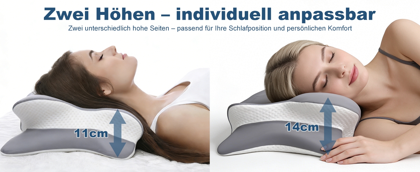 Подушка для шиї та голови з 3D-підтримкою шиї, CertiPUR-US та OEKO-TEX сертифікацією, для тих, хто спить на боці, спині та животі. Дихаюча, знімний та пральний чохол.