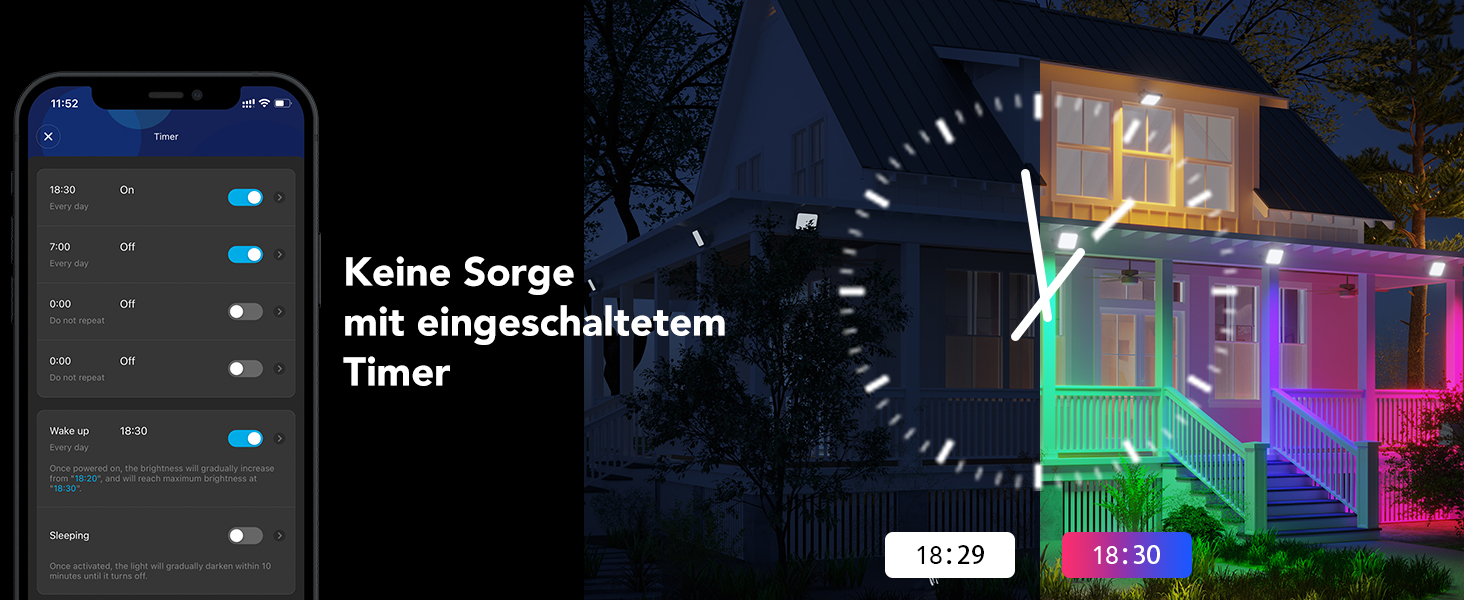 Розумний LED прожектор Govee RGBICWW для вулиці, WiFi, Alexa, 2700-6500K, регульована яскравість, зміна кольору, IP66, 4 шт, святкова гірлянда
