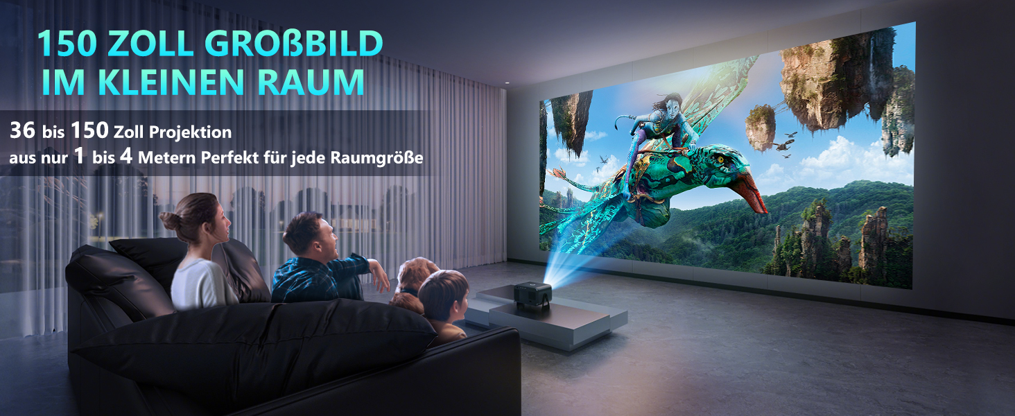 Beamer 4K для дому: 500 ANSI люмен, 1080P (підтримка 4K), автофокус, корекція трапецеїдального спотворення, WiFi 6, Bluetooth 5.0, Smart Beamer A-500ANSI