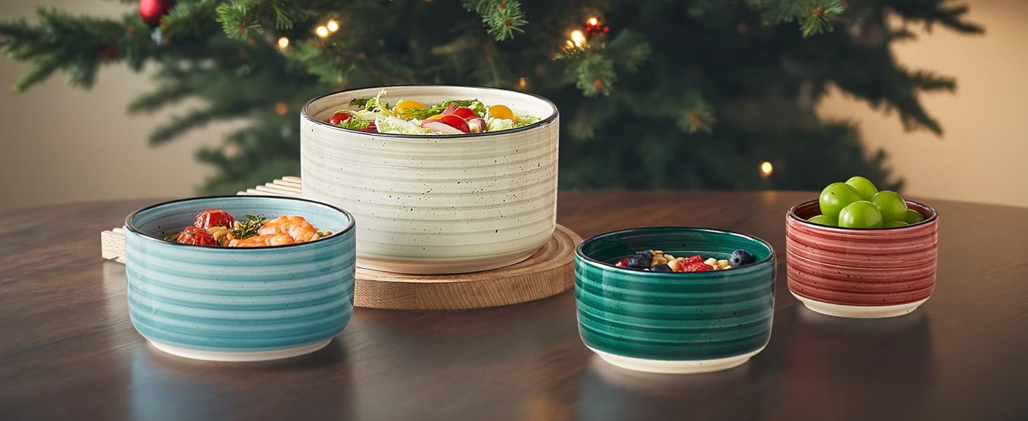 Набір керамічних супових та сервірувальних тарілок Vancasso Bonbon з кришкою (4 шт.) - для обіду, пікніка, кухні