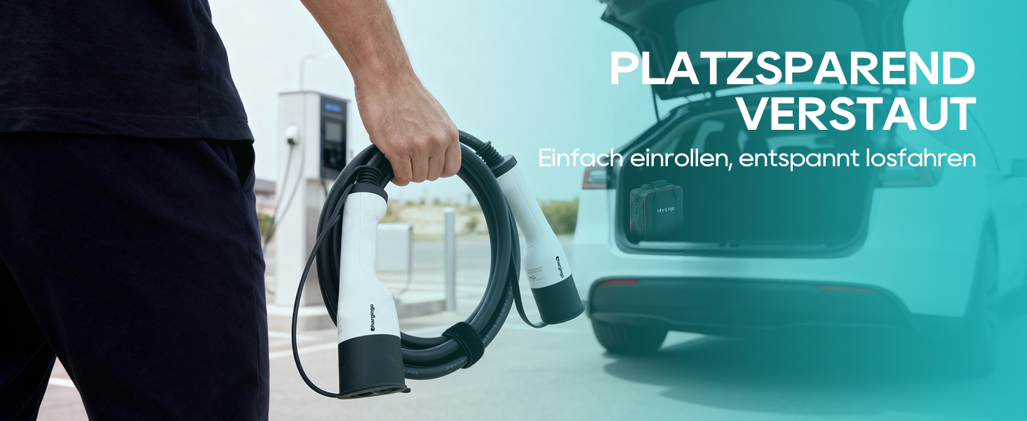 Портативний зарядний пристрій для електромобіля Type 2 (Schuko) 3.68kW, 6-16A, LCD, 5м, IP65, 16A, 22kW, CCS2, IEC 62196-2