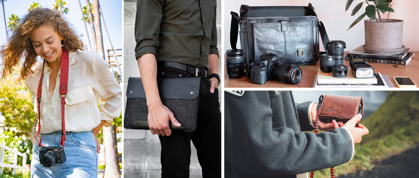 Чохол для камери MegaGear Torres з натуральної шкіри (Olivgrün) для бездзеркальних, моментальних та DSLR камер