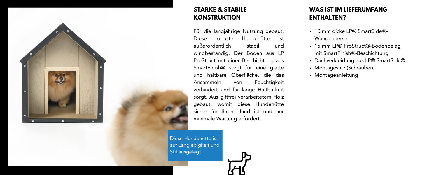 Будка для собак Outdoor, маленькі породи – собачий будиночок з дерева, водостійкий дах 76 x 99 x H80 см, розмір S, Timbela M401-1 розмір M, 76x99xH80cm, натуральне дерево (розмір S, 48x74xH58cm, LP SmartSide дерев'яні панелі)