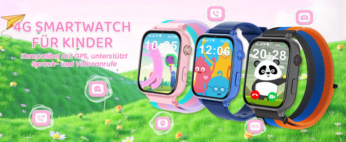 Смарт-годинник Kinder: GPS, Wi-Fi, SOS, дзвінки, ігри, для дітей 4-12 років, чорний