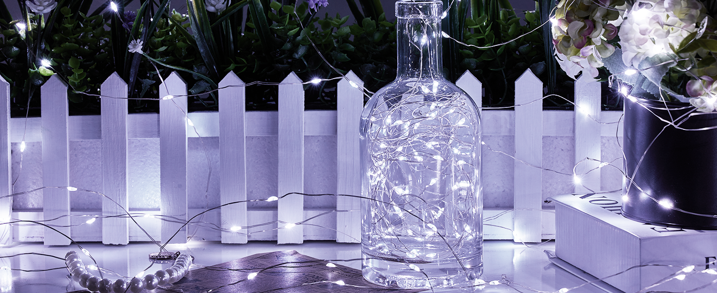 LED гірлянда світлодіодна, 23м, 200 LED, на батарейках, з таймером, 8 режимів, для дому та саду, на Різдво, Великдень, вечірку, декорування (1 шт, холодне біле світло)