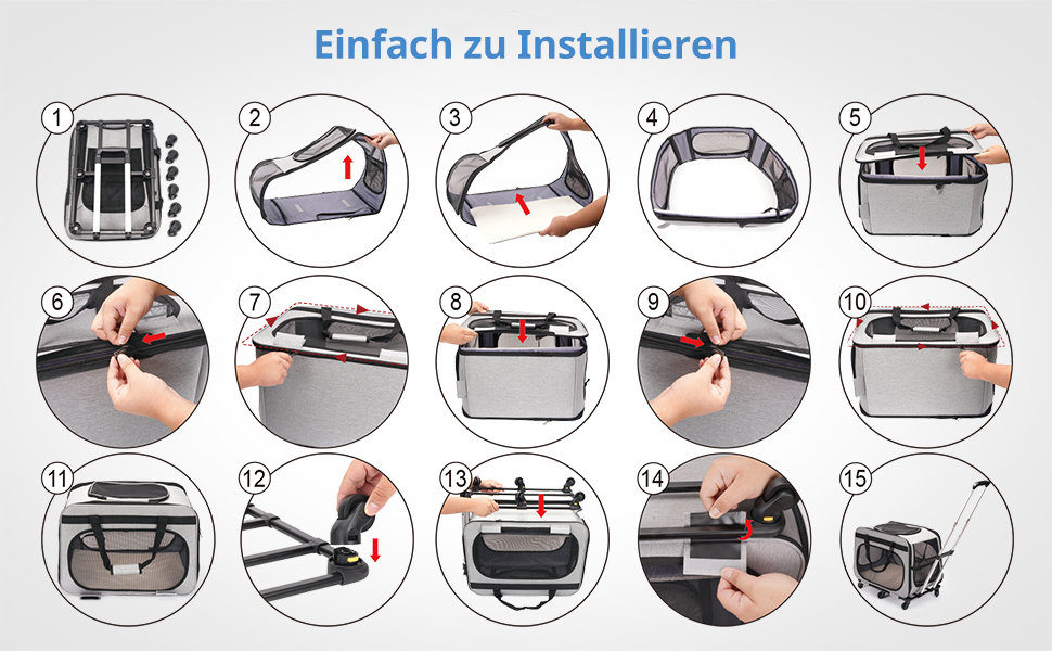 Транспортна переноска для котів та собак великих порід (до 20 кг), сіра. З колесами, складається.