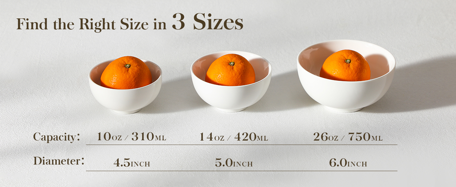 MALACASA Набір з 8 порцелянових мисок для мюслі та супу, 420 мл, кремово-білий, 12.8x12.8x6.5 см