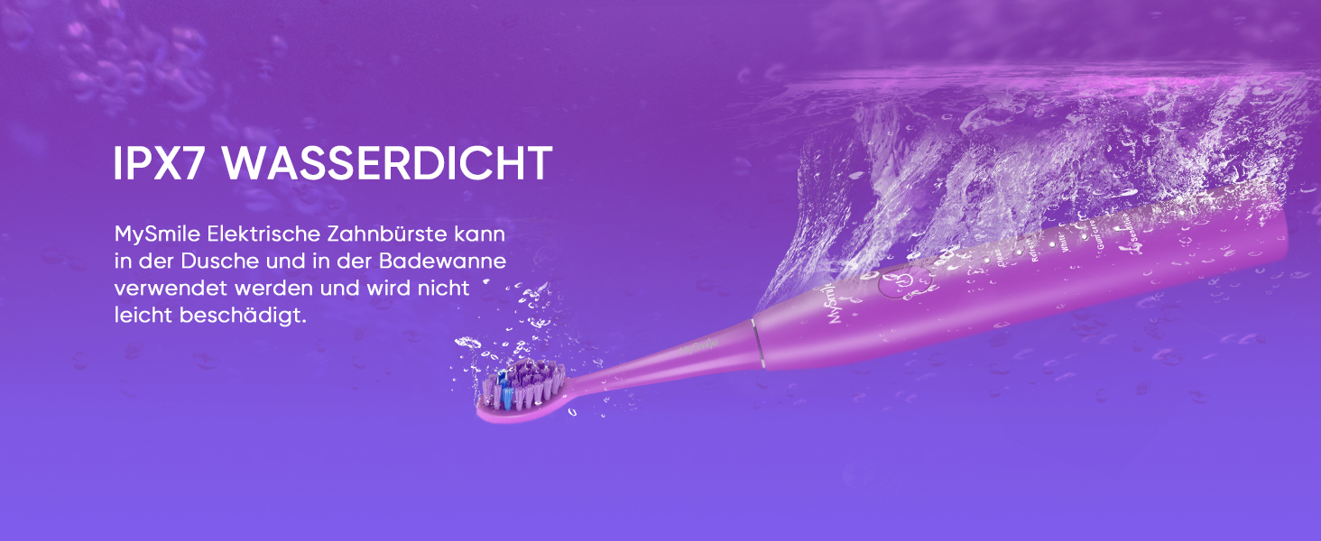 Електрична зубна щітка MySmile DY156 для дорослих, акумуляторна звукова щітка, портативна з 3 насадками, таймер 2 хвилини, 5 режимів, 45000 вібрацій на хвилину, 60 днів роботи від одного заряду, 1 шт. (фіолетова)