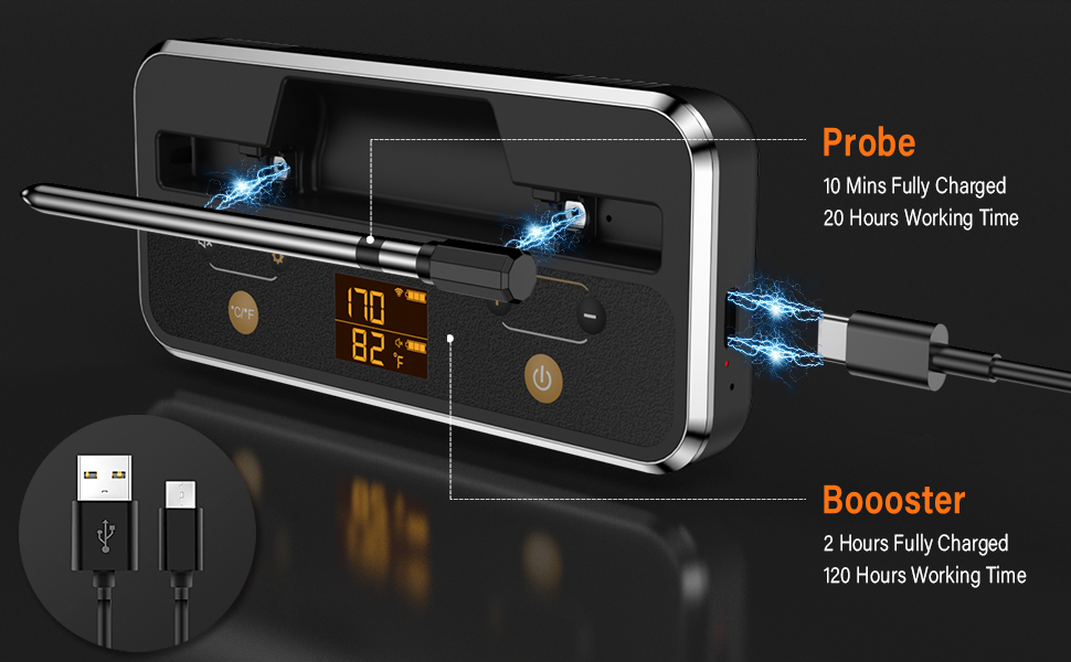 Бездротовий термометр для м'яса Apkezel Bluetooth з додатком, IP67, для гриля, духовки, мангала, ростера, фритюрниці