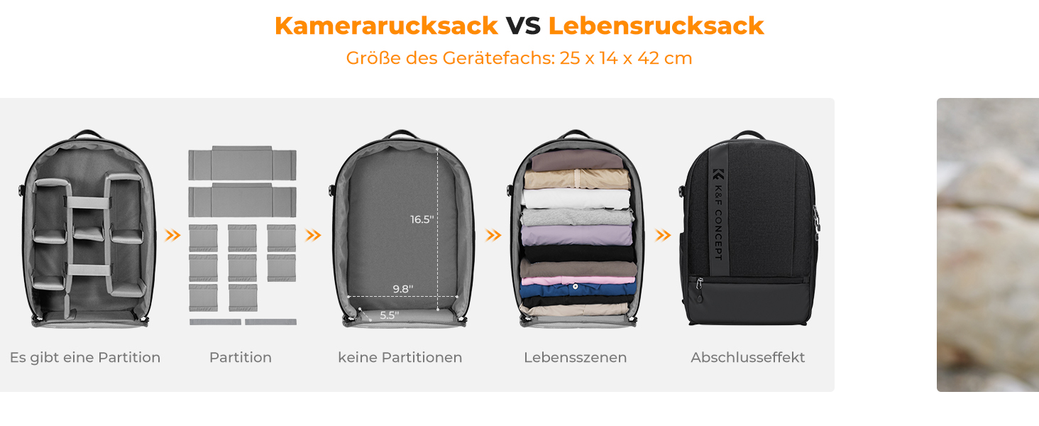 Рюкзак для камери K&F Concept 18L сірий з відділенням для ноутбука 15.6 дюймів та захистом від дощу, для DSLR/штатива/аксесуарів