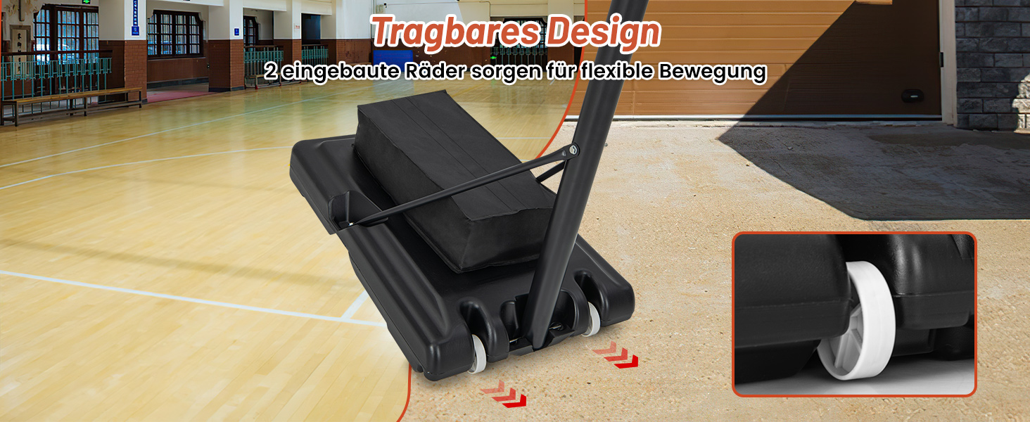 Кош з баскетбольної корзини COSTWAY для вулиці, регульована висота 135-305 см, на 2 колесах, з мішком для ваги, для дітей та дорослих