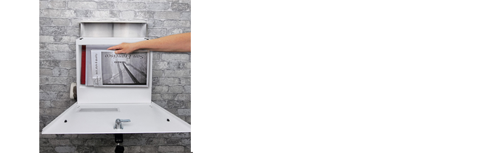 Поштовий ящик з нержавіючої сталі з оглядовим вікном та табличкою для імені, з відділенням для газет, замком (2 ключі), настінний, RAL 7016 (сірий), великий (XXL), білий