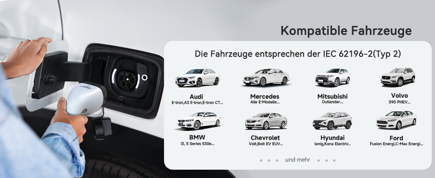 Кабель для зарядки електромобіля EVDANCE Type 2 Schuko 6.1м 3.68kW з OLED екраном, 6-16A для PHEV/EV (Білий)