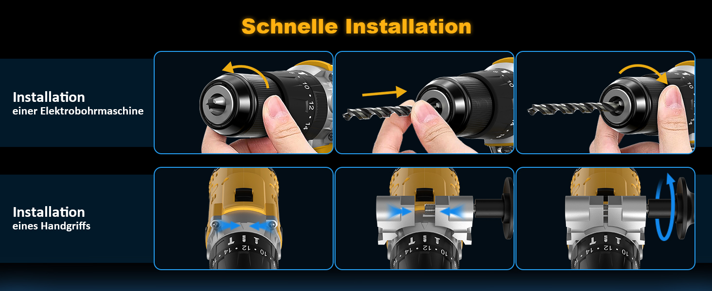 Акумуляторний ударний дриль-шуруповерт 21V - 120Nm безщітковий, комплект з 2 акумуляторами 4Ah, 20+3 ступені крутного моменту, патрон 13 мм, 2 швидкості, 35-елементний набір аксесуарів