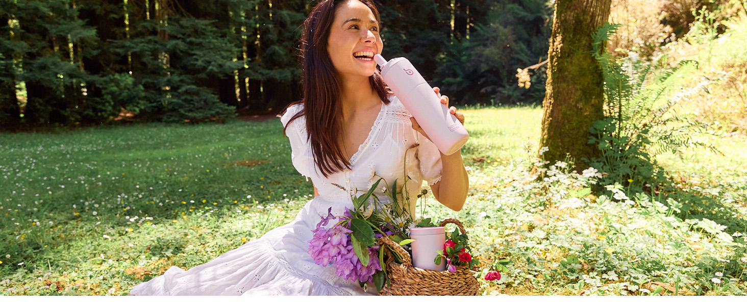 Пляшка для води BOTTLE BOTTLE 750 мл з соломинкою, кришкою та ручкою - не протікає, BPA-free, подвійні стінки, рожева. Ідеальна для спорту, подорожей та фітнесу.