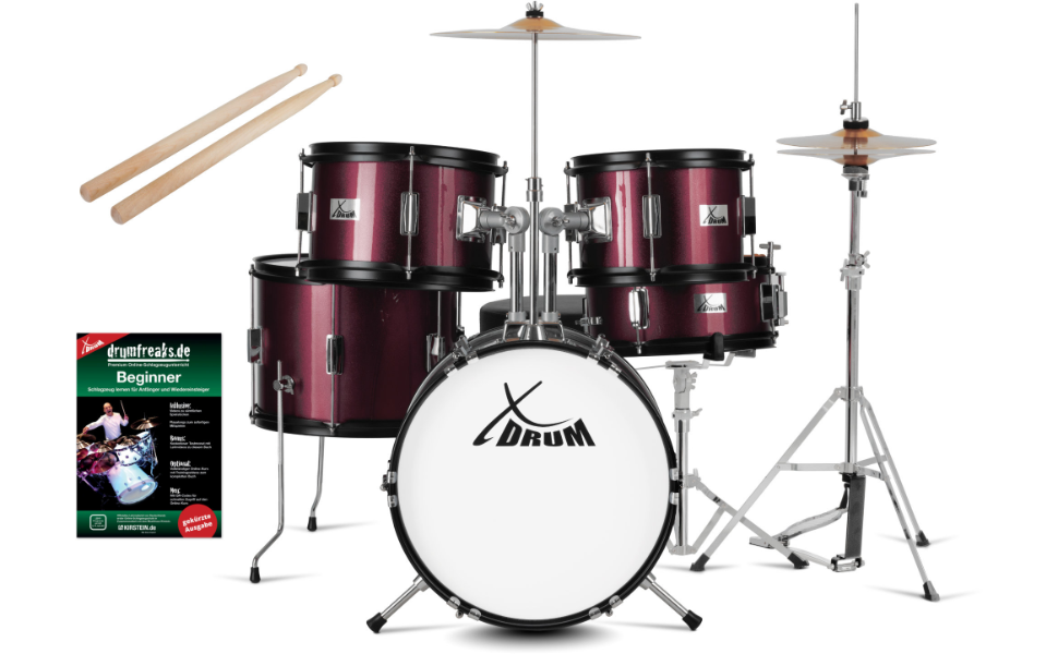XDrum Junior Pro Kinder барабанний набір Red - для дітей 5-9 років, з аксесуарами та навчальним посібником